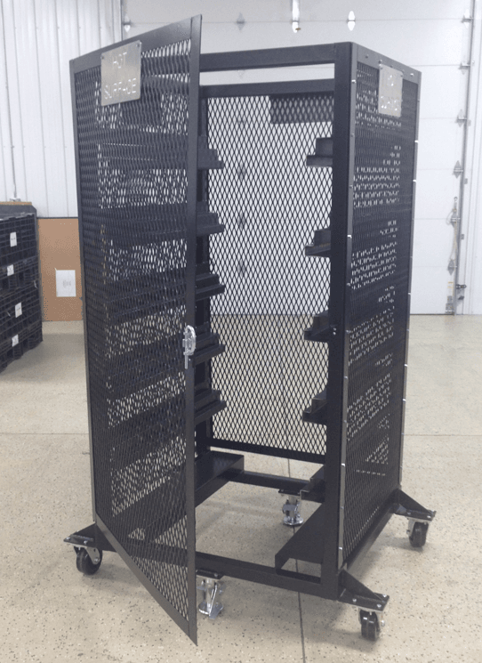 Fabricated steel rack with casters